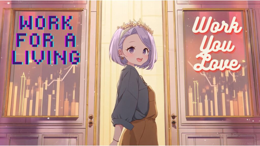 2つの扉の前に立つりんちゃん