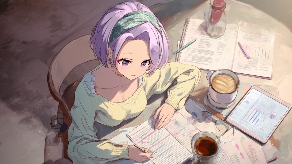 投資シミュレーションを計算しているりんちゃん